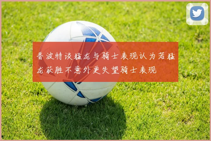 香波特谈猛龙与骑士表现认为若猛龙获胜不意外更失望骑士表现